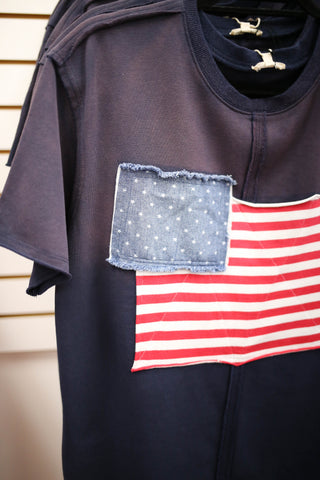 Navy American Flag Short Sleeve Top | Lynn Jodifl