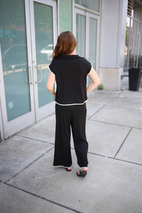 Black with Stitch Detail Top and Pants Set | Paige Jodifl