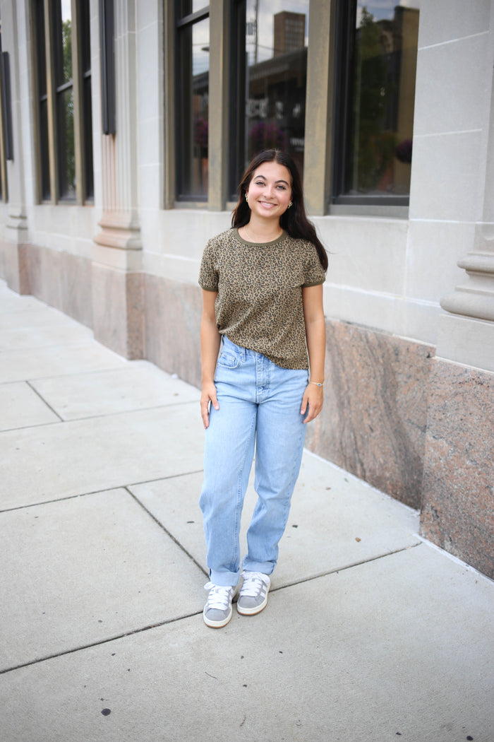 Leopard Print Short Sleeve Top | Lauren Very J