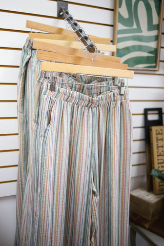 Multicolor Stripe Wide Leg Flowy Pants | Mary cozy casual
