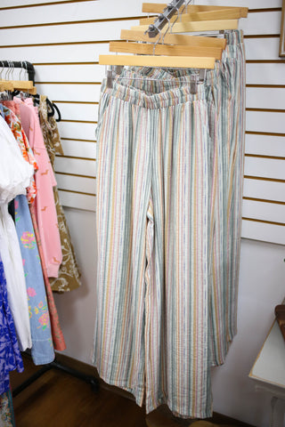 Wide leg muted multicolor stripe pants