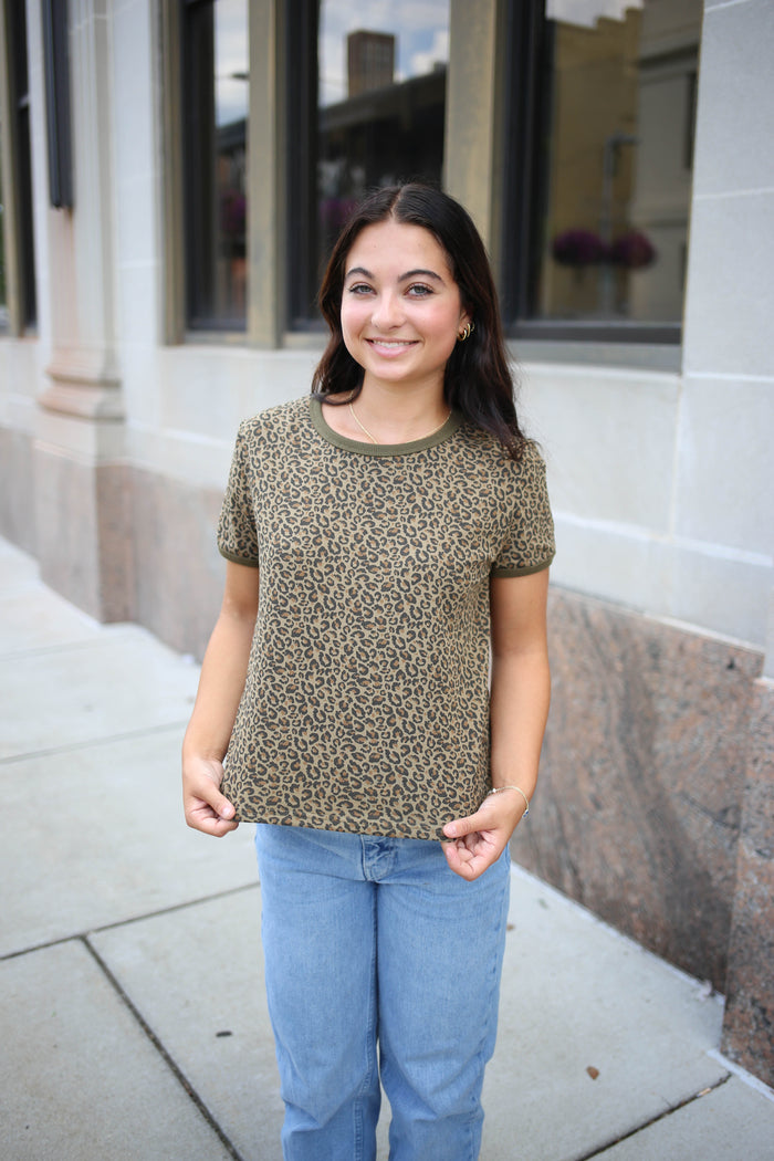 Leopard Print Short Sleeve Top | Lauren Very J
