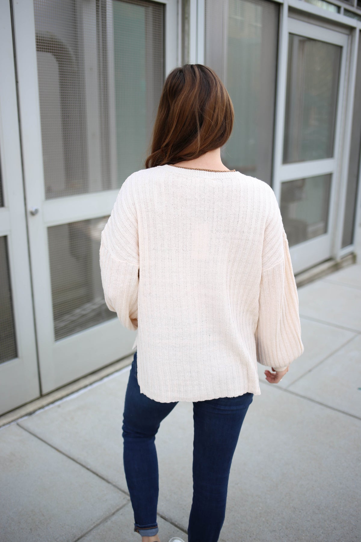 Cream and Brown Long Sleeve Top | Boutique Elise | Morgan Very J
