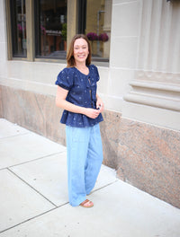 Light Chambray Denim Wide Leg Pant | Penny Blu Pepper