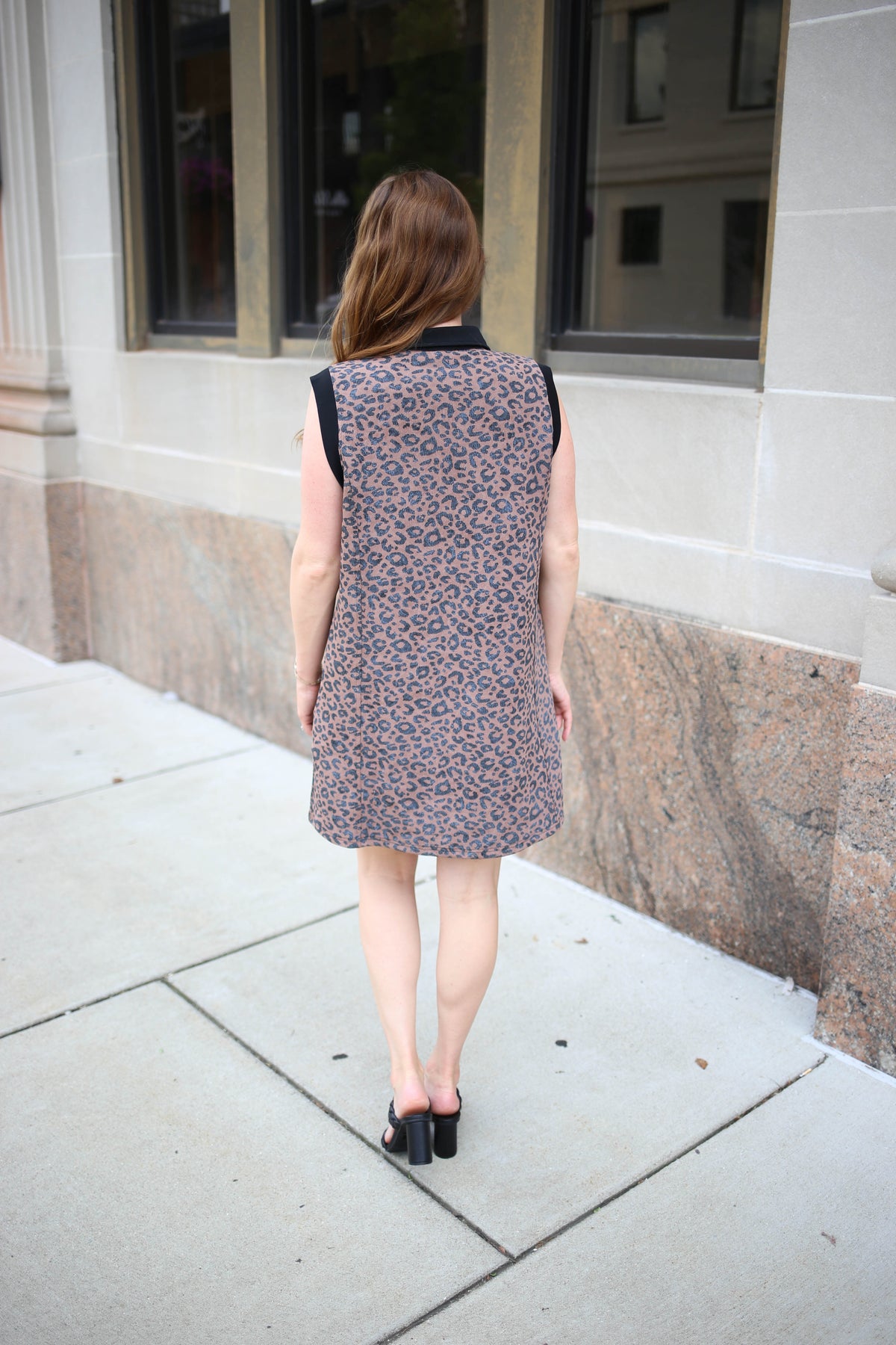 Black and Animal Print Sleeveless Dress | Alyssa Jodifl
