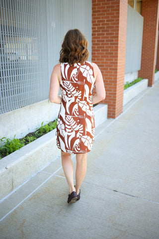 Brown and White Print Shift Dress | Brinley Gilli