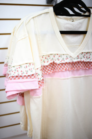 Mixed Print Short Sleeve Top | Mira Hem & Thread