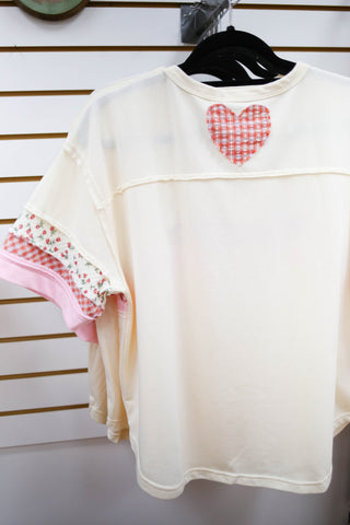 Mixed Print Short Sleeve Top | Mira Hem & Thread