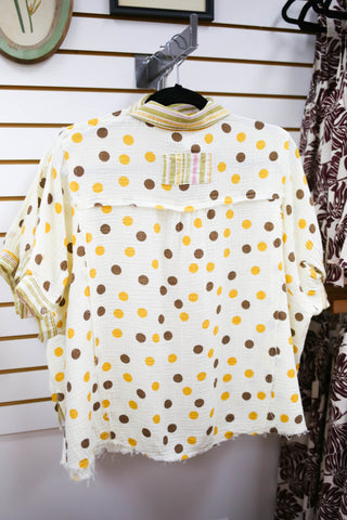 Polka Dot Gauze Short Sleeve Top | Gabby Hem & Thread