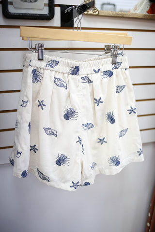 Linen Skort with Navy Nautical Embroidery | Shelly Entro