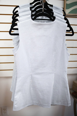 Light Denim and White Stripe Vest | Lori Blu Pepper