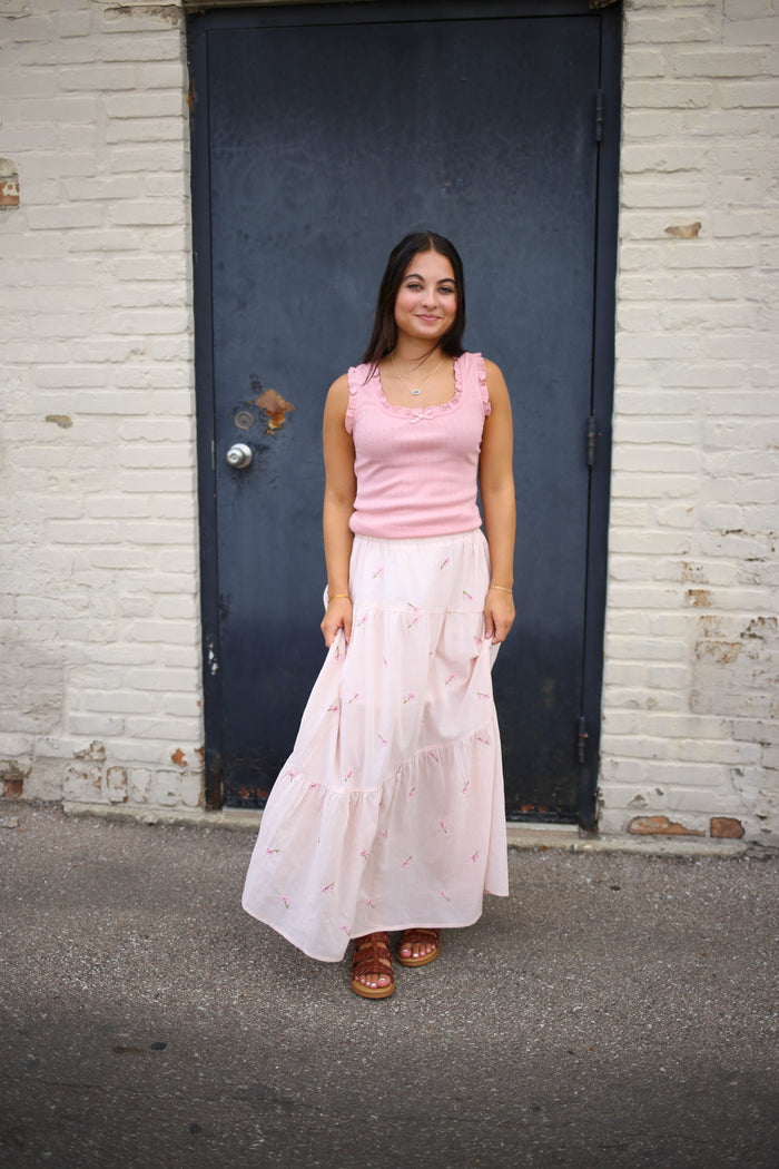 Blush Pink Bow Detail Tank Top | Bella Very J