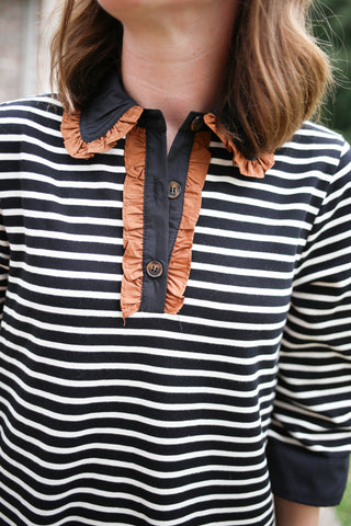 Black White and Brown 3/4 Sleeve Dress | Lydia Jodifl