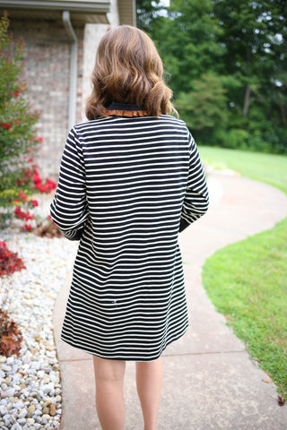 Black White and Brown 3/4 Sleeve Dress | Lydia Jodifl
