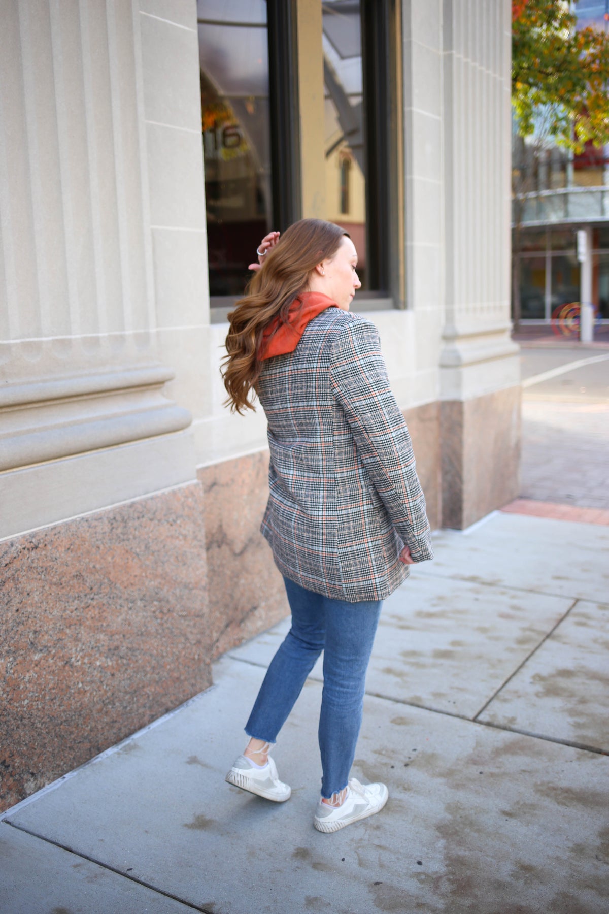 Black Orange and Blue Plaid Blazer | Boutique Elise | Aria Entro