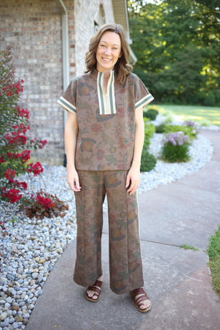 Fall Floral Print Top and Pants Set | Cecilia Jodifl
