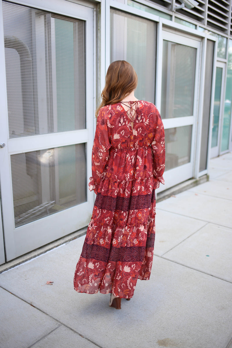 entro boho printed maxi dress