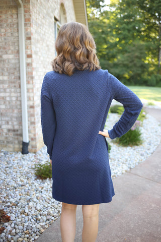 Tribal Brand Navy Half Zip Neckline Dress | Nora tribal clothing