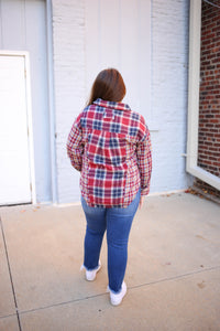 Burgundy Plaid Flannel Long Sleeve Top | Boutique Elise | Blair Very J