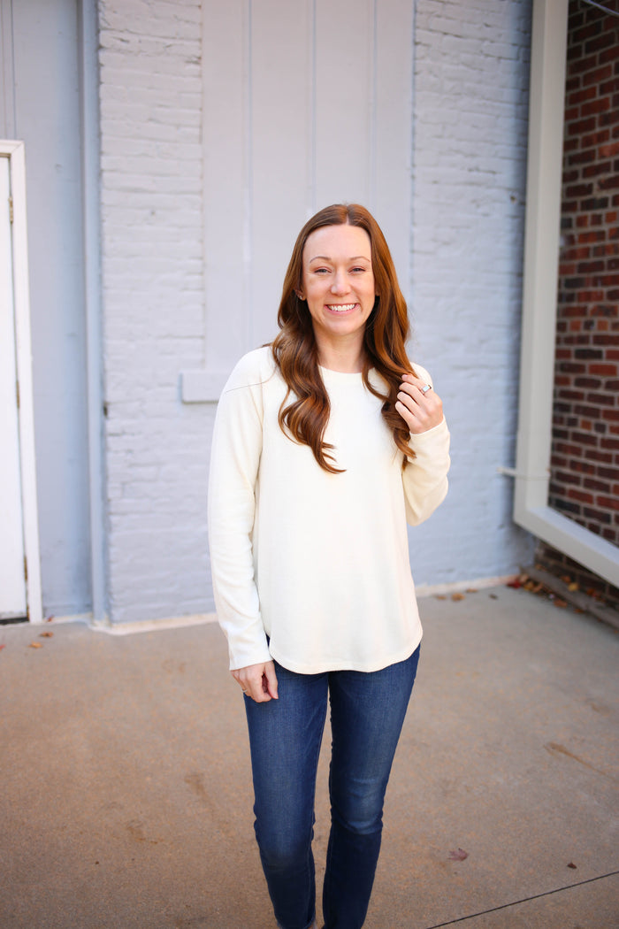 Cream Soft Long Sleeve Top | Boutique Elise | Lynn Hyfve
