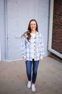 Blue Ivory and Tan Plaid Shacket | Boutique Elise | Stassi Hyfve