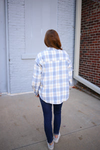 Blue Ivory and Tan Plaid Shacket | Boutique Elise | Stassi Hyfve