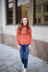 Mock Neck Clay Long Sleeve Top | Boutique Elise | Laurel Hyfve
