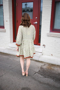 Green and Burgundy Print Dress | Amelia Entro