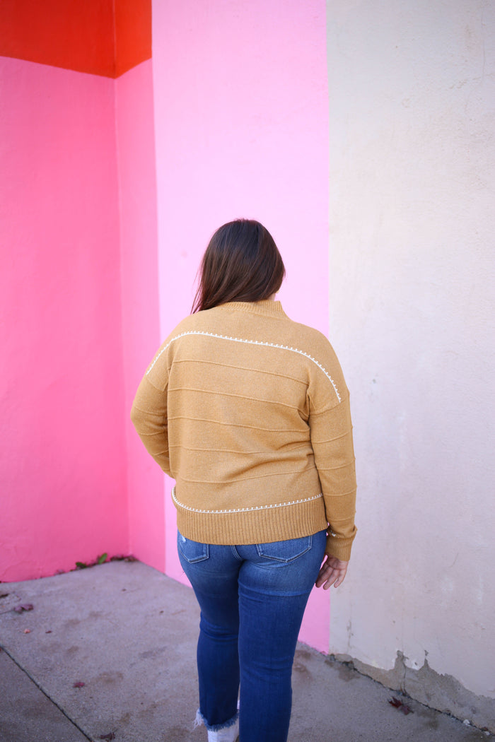 Camel Stitch Detail Sweater | Boutique Elise | Carrie Staccato