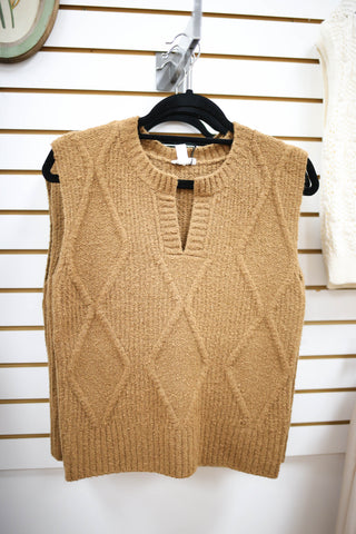 hazel brown sleeveless v-neckline sweater vest, Tribal Brand