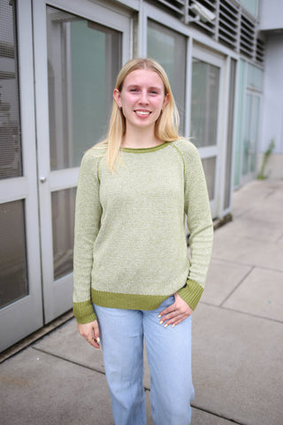 Green Stripe Lightweight Sweater | Maddie Staccato