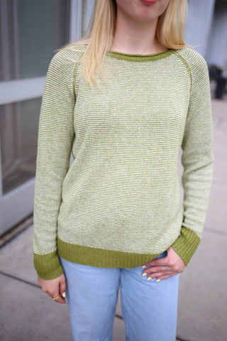 Green Stripe Lightweight Sweater | Maddie Staccato