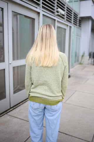Green Stripe Lightweight Sweater | Maddie Staccato