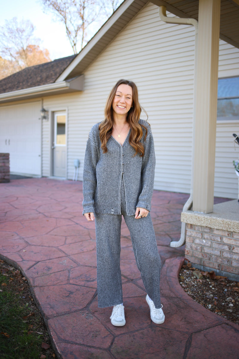 Dark Charcoal Knit Lounge Sweater | Boutique Elise | Jenny Very J