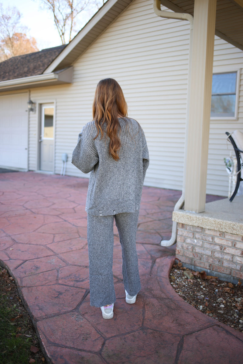 Dark Charcoal Knit Lounge Sweater | Boutique Elise | Jenny Very J