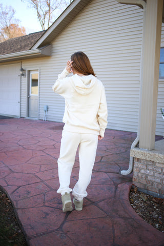 Womens Cozy Cream Hoodie Sweatshirt | Boutique Elise | Jenna Hyfve