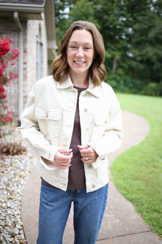 Cream Denim Jacket | Cora Curds & Whey