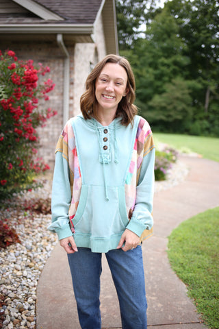 Blue and Multicolor Check Print Hoodie | Gentry Hem & Thread
