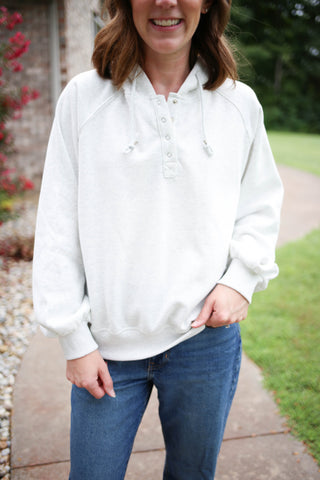 Heather Grey Snap Button Hoodie | Andie Staccato