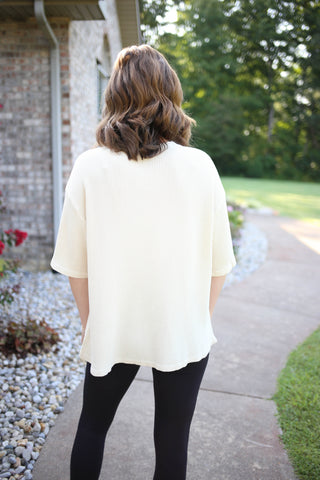 Oversized Waffle Knit Short Sleeve Top | Whitney Hyfve