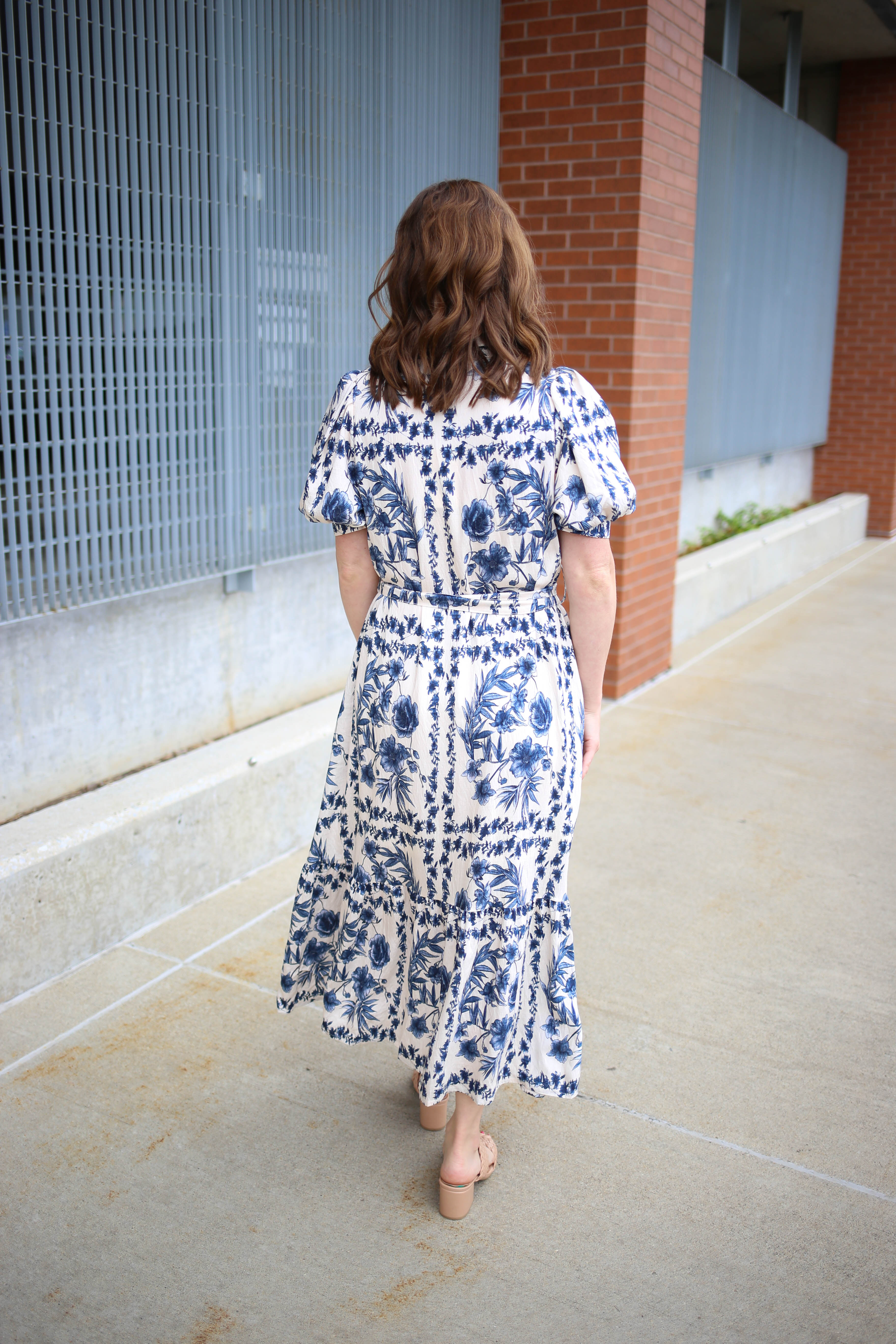 blue pink floral dress Blue Hydrangea spaghetti strap midi dress main image 1