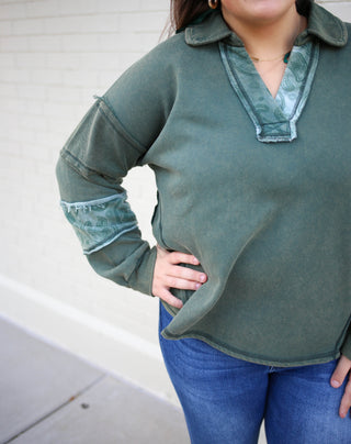 Forest Green Paisley Detail Sweatshirt | Boutique Elise | Gigi Very J
