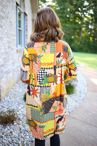 Patchwork Mixed Print Shirt Dress | Angela cozy casual