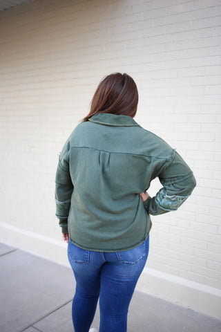 Forest Green Paisley Detail Sweatshirt | Boutique Elise | Gigi Very J