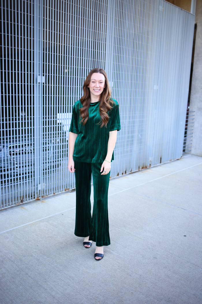 Forest Green Velvet Top | Boutique Elise | Erica see and be seen