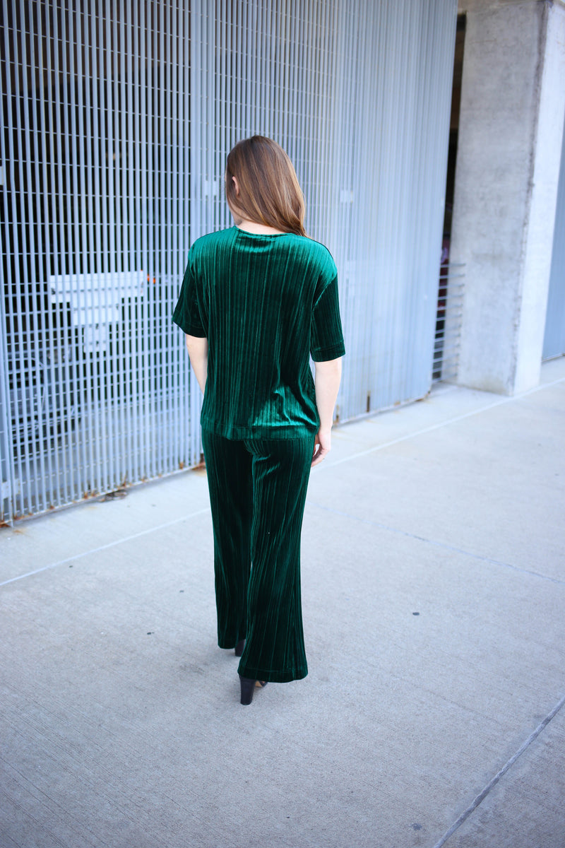 Forest Green Velvet Pants | Boutique Elise | Emily see and be seen