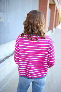 Magenta and Navy Stripe Long Sleeve | Maggie Staccato