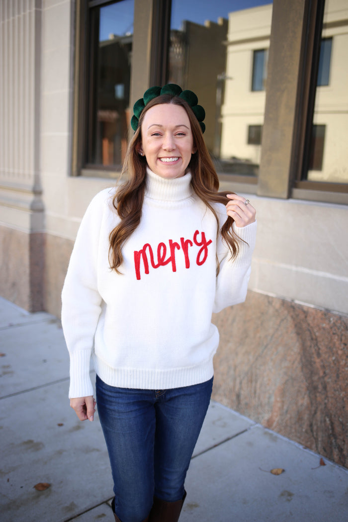 White and Red Merry Sweater | Boutique Elise Gilli