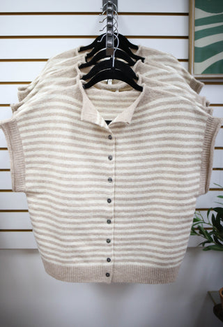 Cream and white stripe sleeveless cardigan, Entro