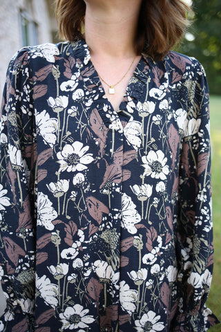Black and Brown Floral Shift Dress | Ashley Staccato